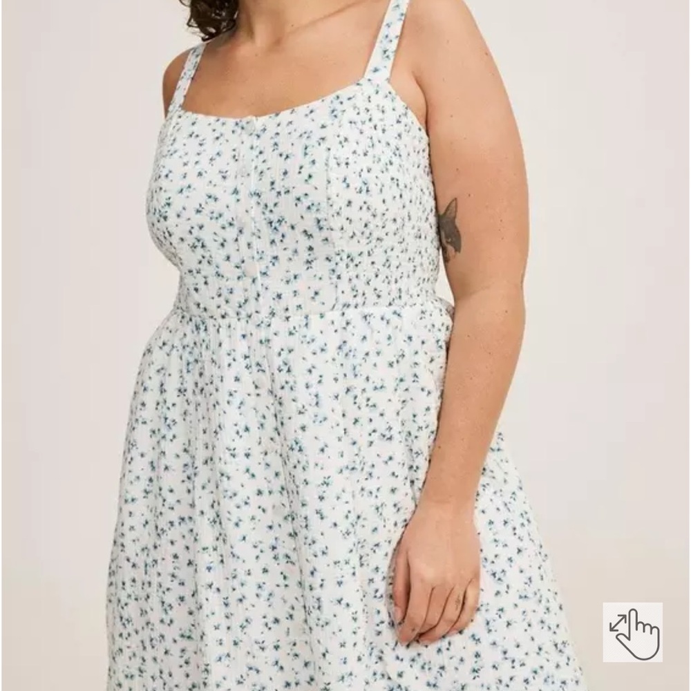 Smocked Button Down Midi Dress Torrid NWT